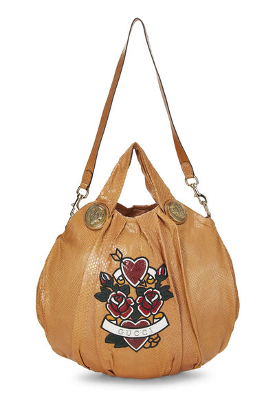 Tan Python Hysteria Tote Large, , large