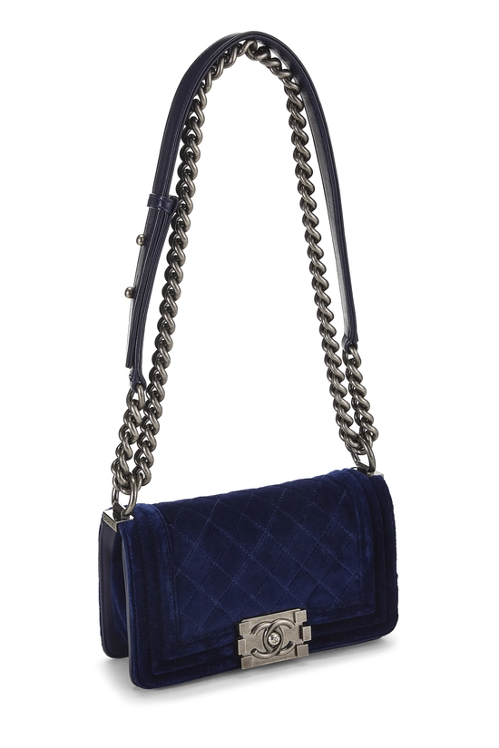 Navy Quilted Velvet Boy MIni, , large image number 1