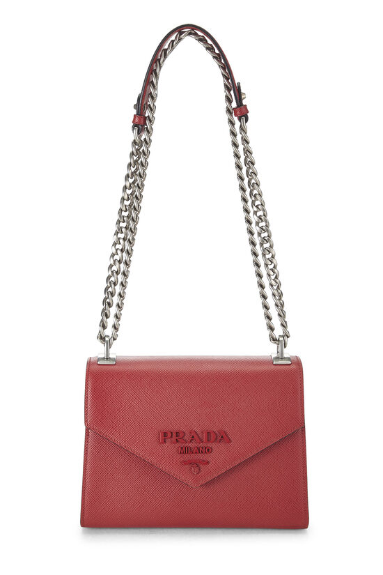 Red Saffiano Leather Monochrome Shoulder Bag, , large image number 0