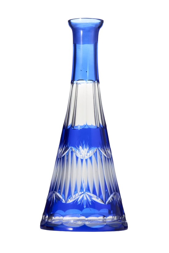 Cobalt Blue Etched Glass Bottle, , large image number 1