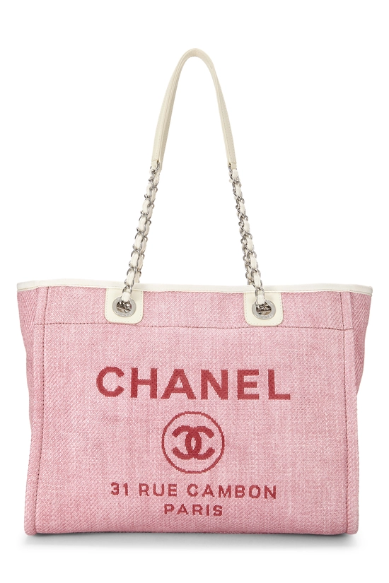 Pink Raffia Deauville Shopping Tote Small , , large image number 0