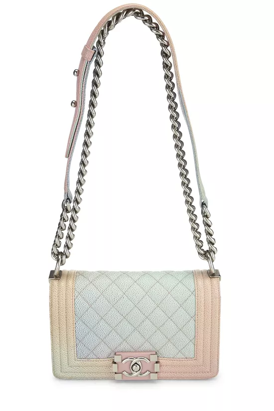 Pink Rainbow Quilted Caviar Boy Bag Small, , large image number 0