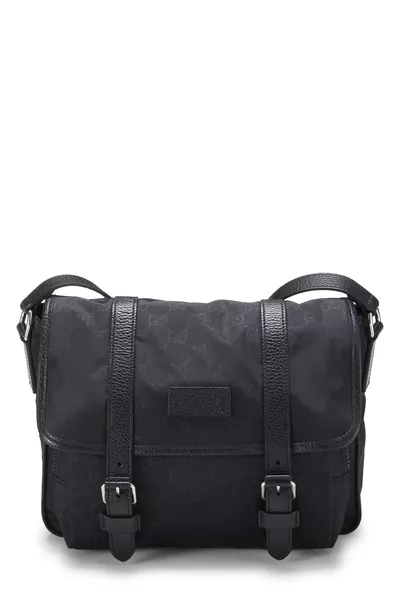 Black Nylon Buckle Flap Messenger Small
