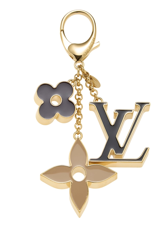Gold Fleur De Monogram Bag Charm, , large image number 0
