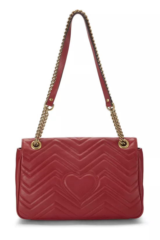 Red Leather GG Marmont Shoulder Bag, , large image number 3
