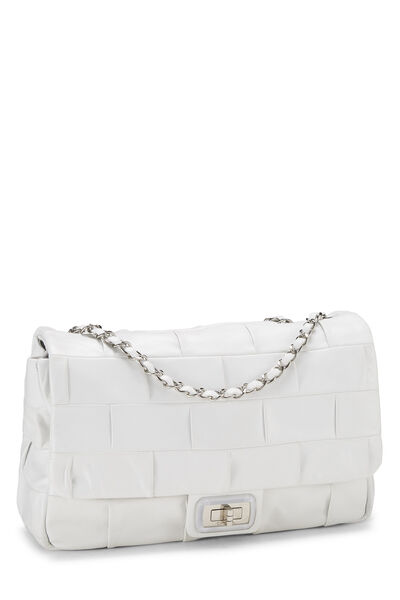 White Lambskin Igloo Flap Bag Jumbo, , large