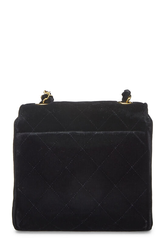 Black Quilted Velvet Shoulder Bag , , large image number 6