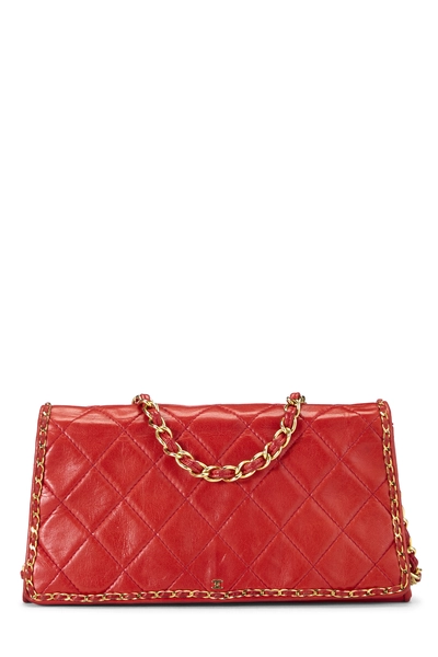 Red Lambskin Flap Bag