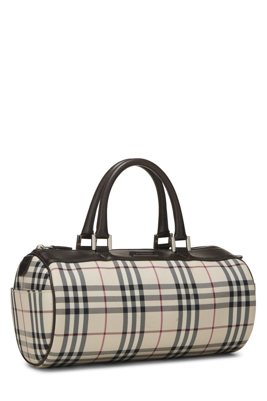 Brown Nylon House Check Roll Handbag Small, , large image number 1
