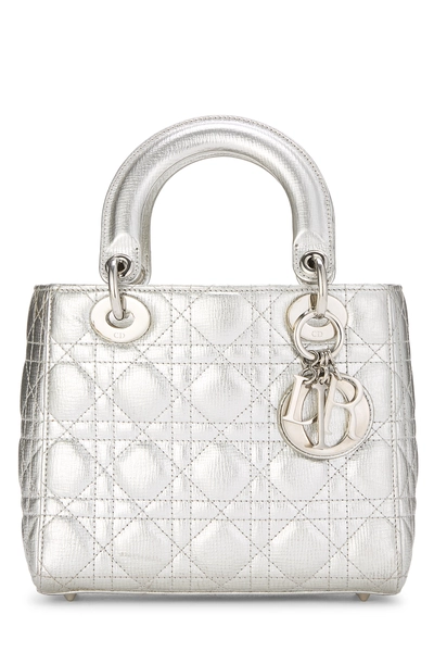 Silver Cannage Quilted Calfskin Lady Dior Small