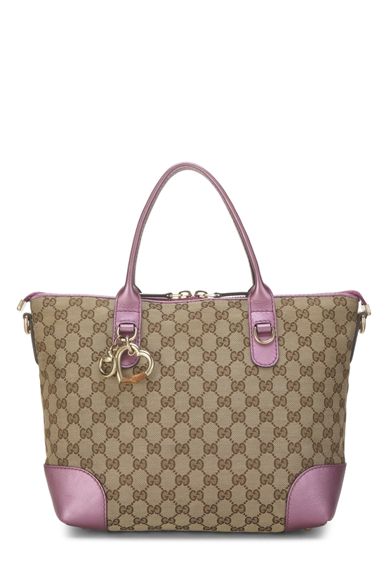 Pink Original GG Canvas Heart Bit Zip Tote, , large image number 0