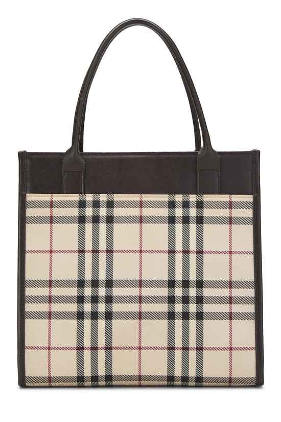 Brown Nylon House Check Shopping Handbag Small, , large image number 3