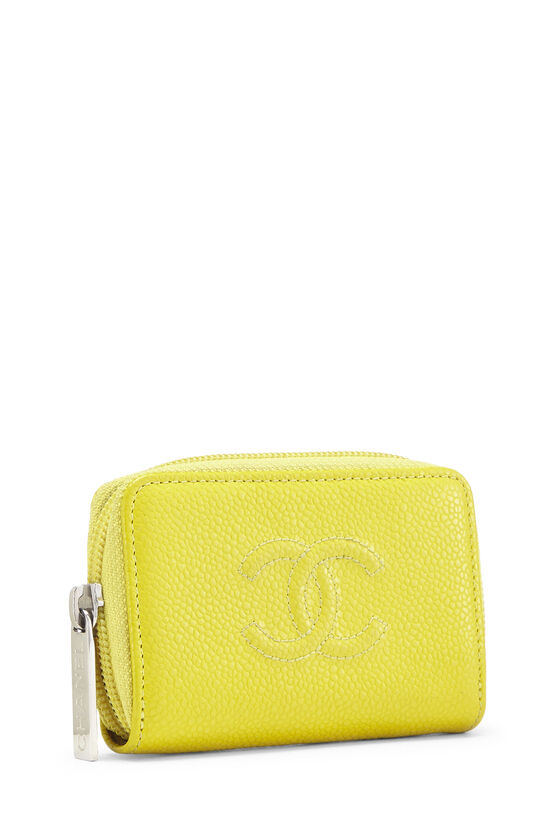 Chanel CC Zip Coin Purse Quilted Lambskin Small Yellow 1990583