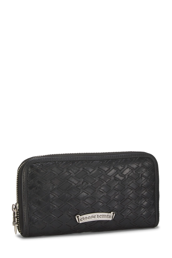 Pre-Owned Black Leather Cross Zip-Around Wallet QZA8GA1LKB000