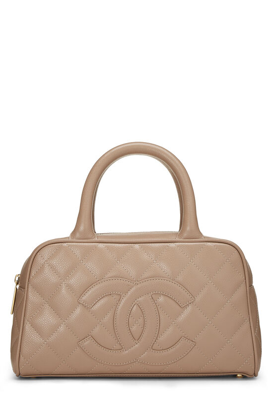 Beige Quilted Caviar Bowler Mini, , large image number 0