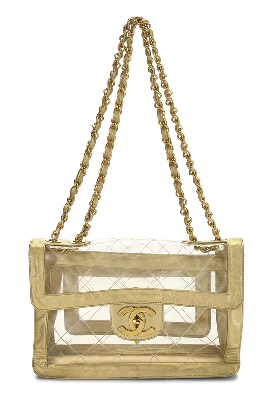 Gold PVC Flap Bag, , large image number 0