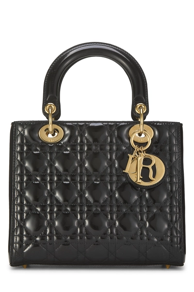 Black Cannage Quilted Patent Leather Lady Dior Medium