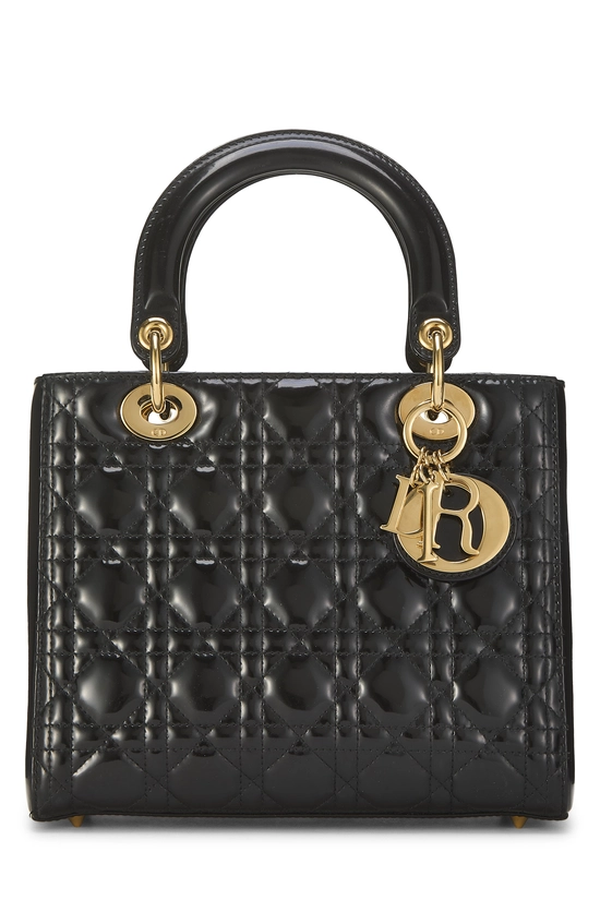 Black Cannage Quilted Patent Leather Lady Dior Medium, , large image number 0