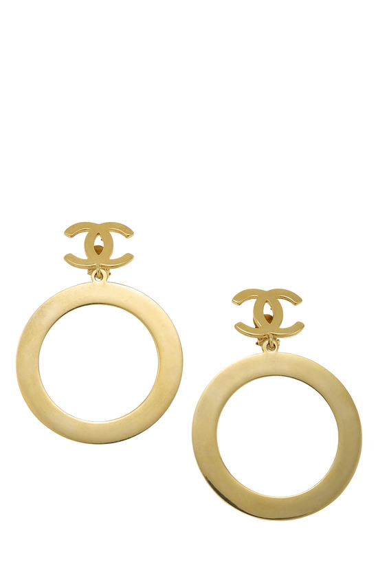 Gold 'CC' Hoop Earrings Large, , large image number 0