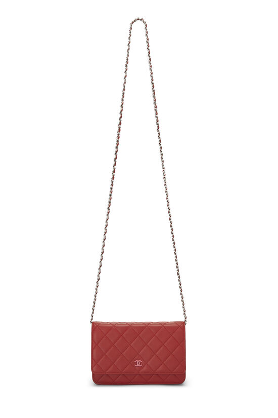 Red Quilted Lambskin Classic Wallet On Chain (WOC), , large image number 1