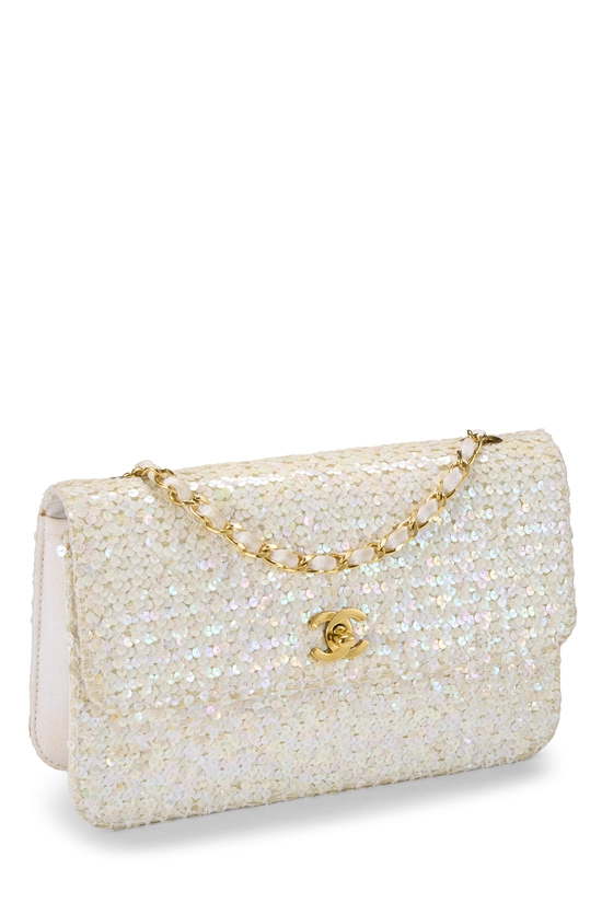 White Sequin Half Flap Medium, , large image number 1