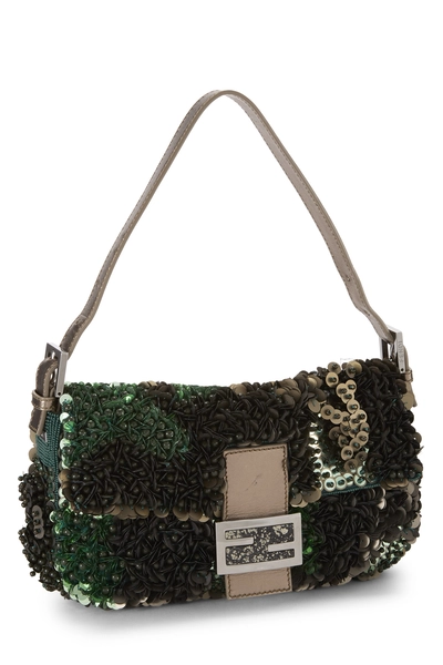 Green Sequin Embellished Baguette, , large