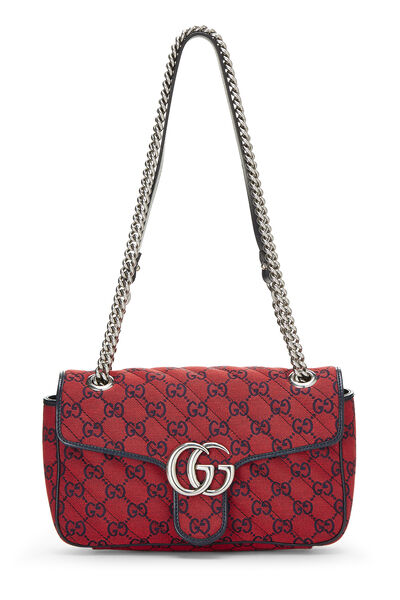 Red GG Canvas Marmont Shoulder Bag Small