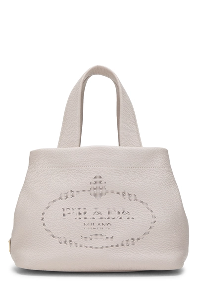 Prada Pink Vitello Daino Perforated Logo Handbag