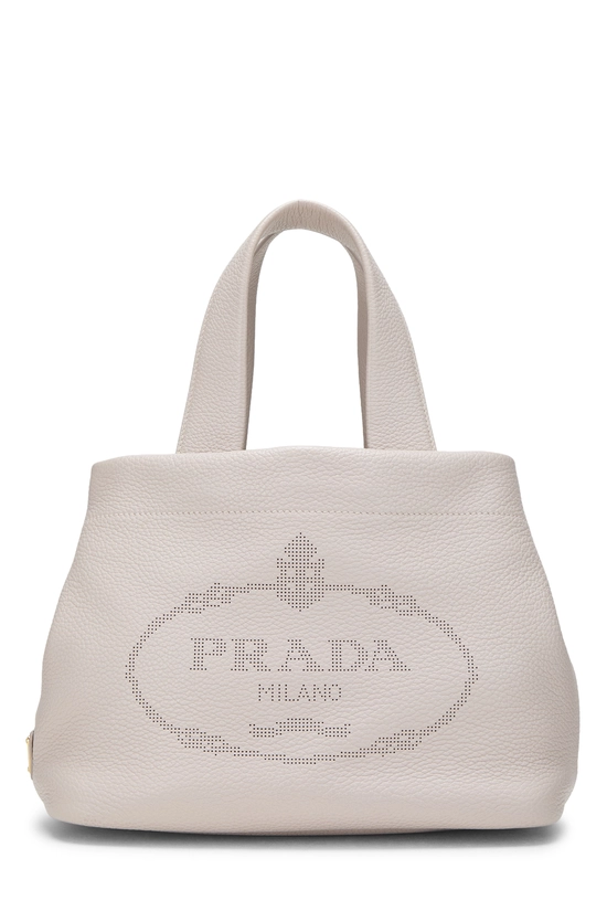 Pink Vitello Daino Perforated Logo Handbag, , large image number 0