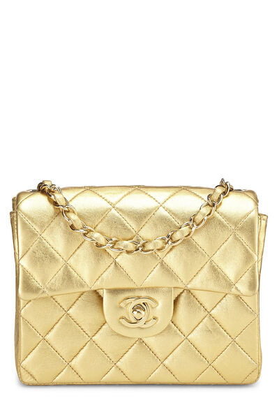 Gold Quilted Lambskin Square Flap Bag