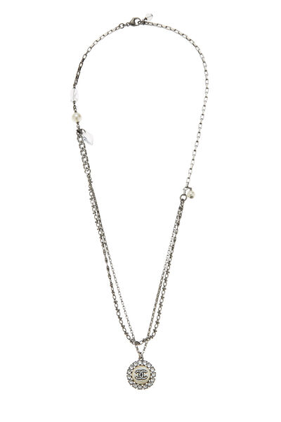Gunmetal & Crystal 'CC' Necklace