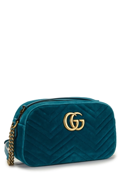 Gucci Blue Velvet GG Marmont Crossbody Bag Small — photo 2
