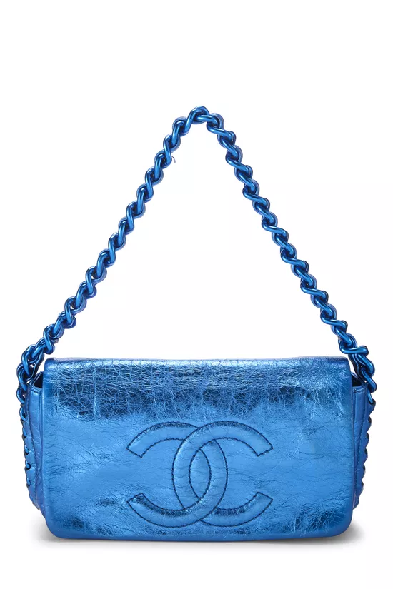 Blue Metallic Calfskin Modern Full Flap Small, , large image number 0