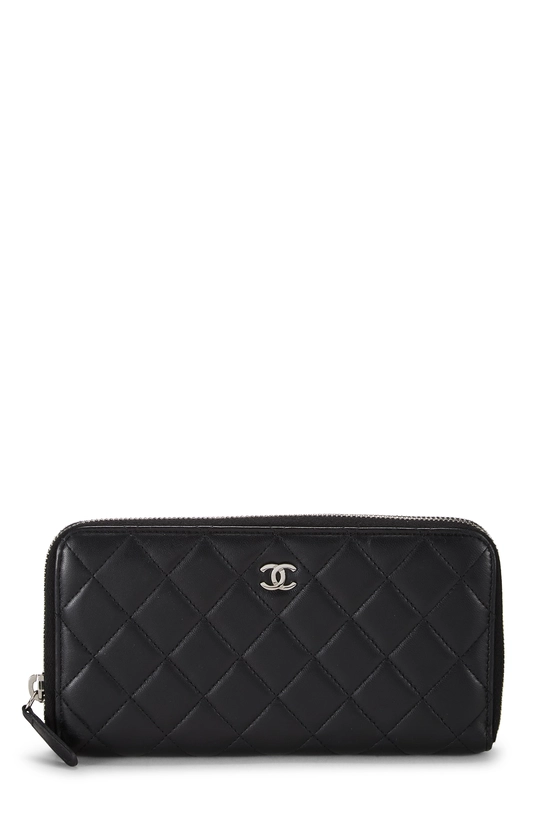 Black Lambskin Zip Around Wallet, , large image number 0