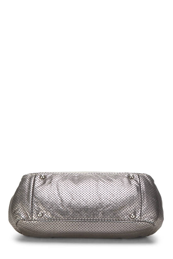 Silver Perforated Drill Accordion Flap Bag Small, , large image number 4