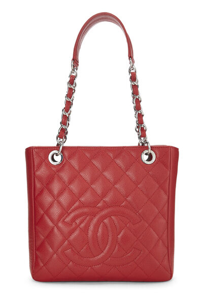 Red Quilted Caviar Petite Shopping Tote (PST)
