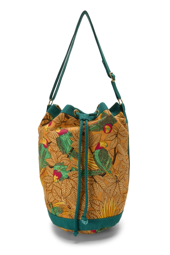 Yellow Les Perroquets Canvas Drawstring Shoulder Bag, , large image number 0
