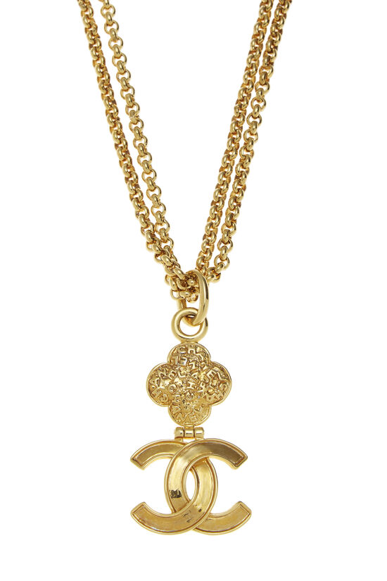 Gold Hinged 'CC' Necklace, , large image number 2
