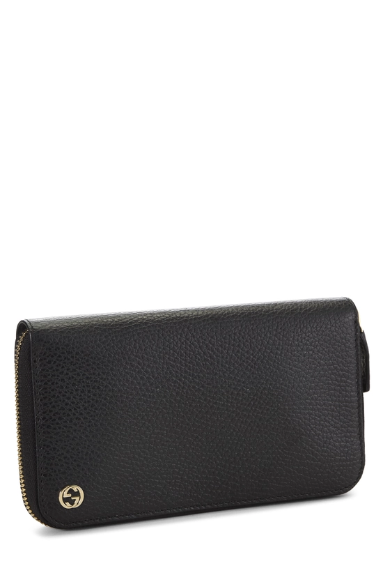Black Leather Interlocking Zip-Around Wallet, , large image number 1