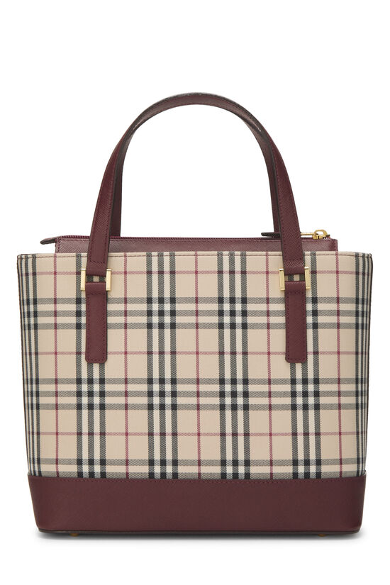 Burgundy House Check Jacquard Handbag Small, , large image number 3
