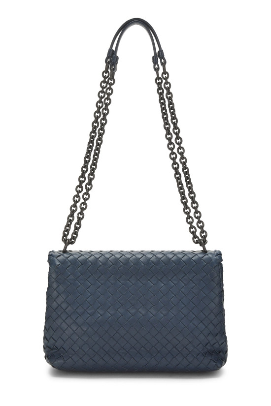 Blue Intrecciato Leather Olimpia Shoulder Bag, , large image number 3