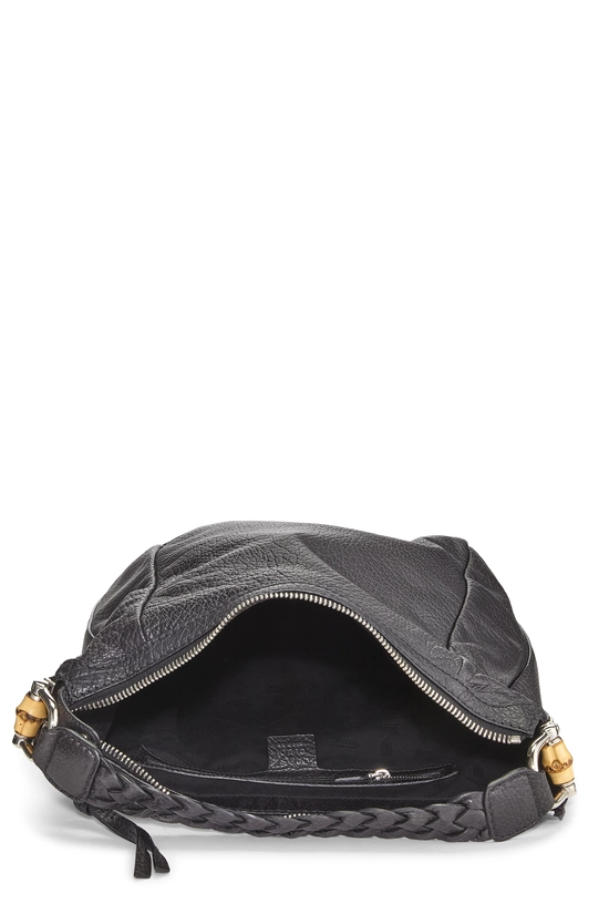 Black Leather Bamboo Braided Hobo, , large image number 5