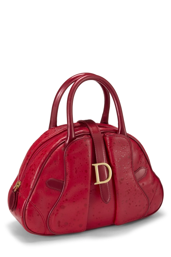 Red Leather Double Saddle Bowler Mini, , large image number 1