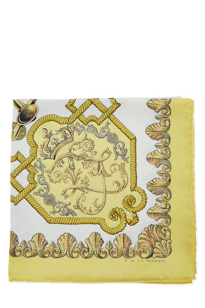 Yellow & Multicolor 'Ludovicus Magnus' Silk Scarf 90, , large