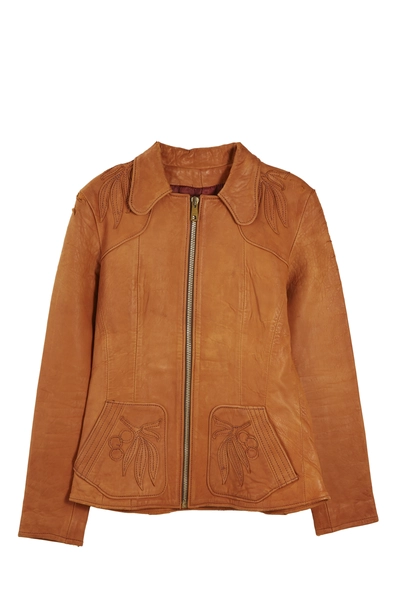 Orange East-West Bayou Leather Jacket