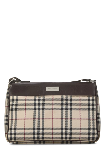 Burberry Brown Nylon Check Crossbody Bag Small