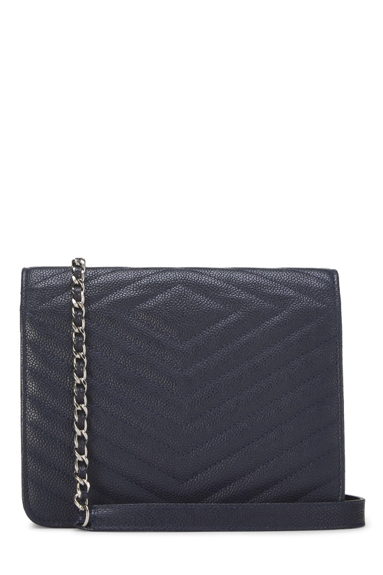 Navy Caviar Chevron Envelope Wallet on Chain (WOC), , large image number 3
