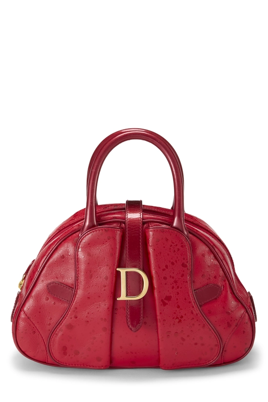 Red Leather Double Saddle Bowler Mini, , large image number 0