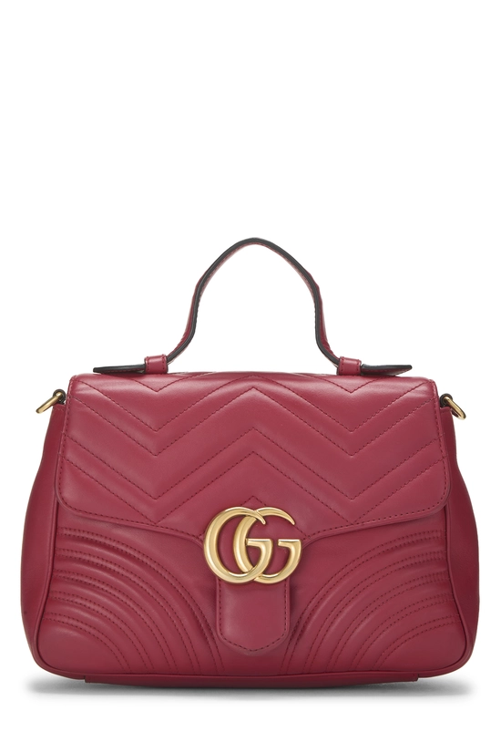 Red Leather GG Marmont Top Handle Shoulder Bag Small, , large image number 0