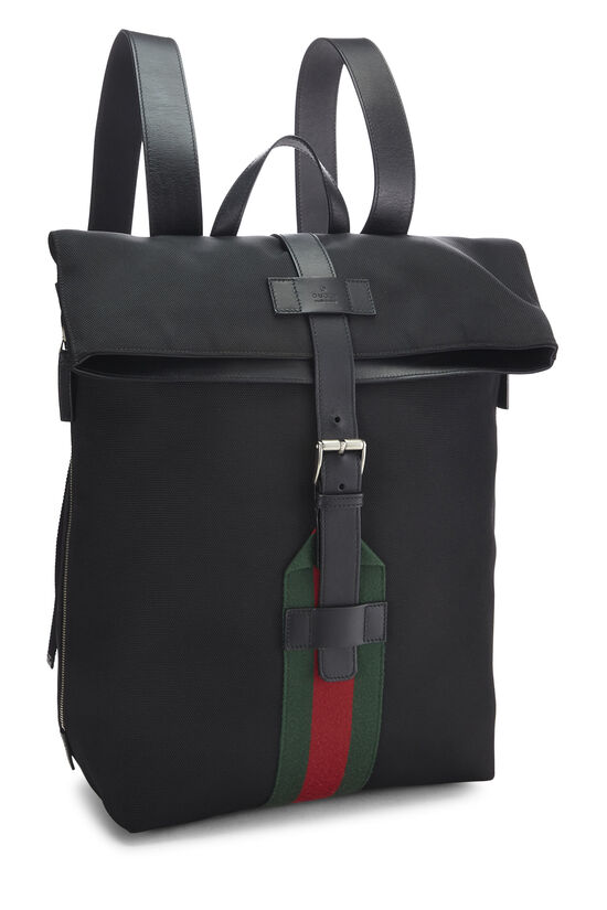 Black Techno Canvas Web Backpack, , large image number 1